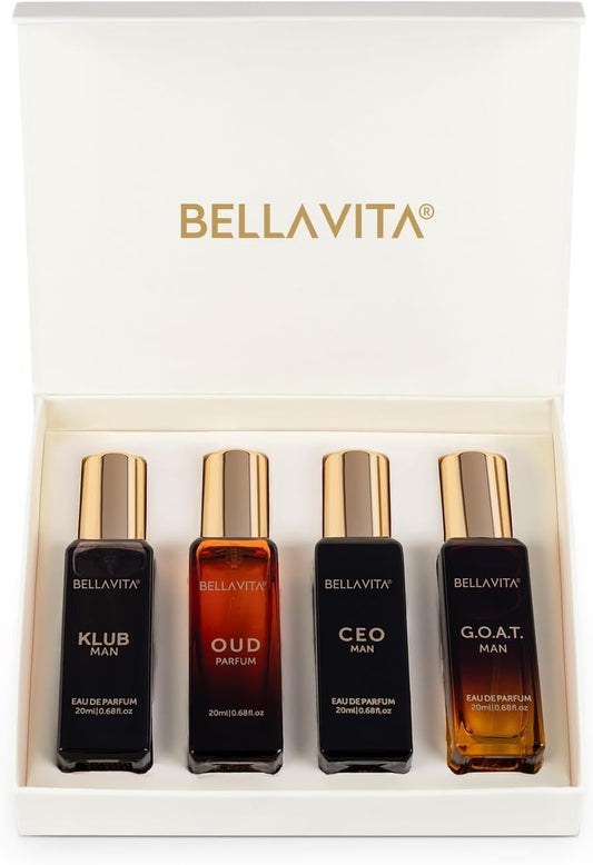 Luxus Parfüm Geschenkset für Herren (4 x 20 ml) – Edle Düfte, Holzig, Zitrisch & Aromatisch – Ideales Geschenk für Vater & Ehemann