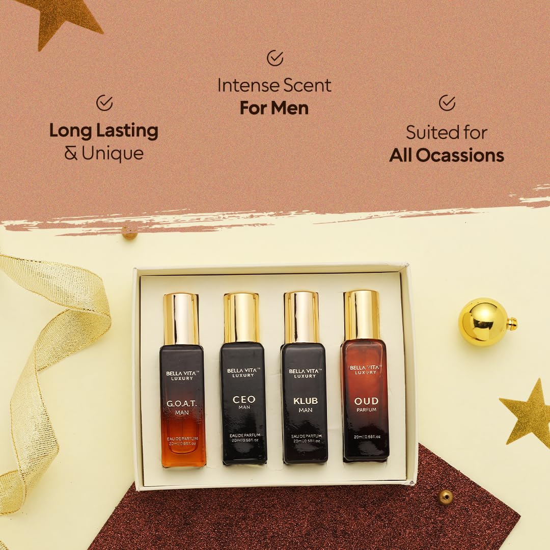 Luxus Parfüm Geschenkset für Herren (4 x 20 ml) – Edle Düfte, Holzig, Zitrisch & Aromatisch – Ideales Geschenk für Vater & Ehemann